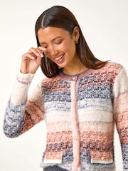 Roman Blue Fluffy Ombre Knit Cardigan - Image 4 of 5