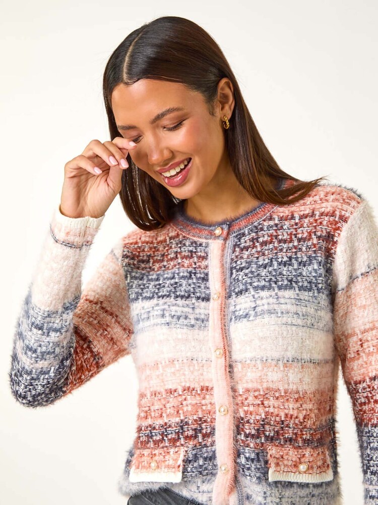 Buy Roman Blue Fluffy Ombre Knit Cardigan from Next Egypt