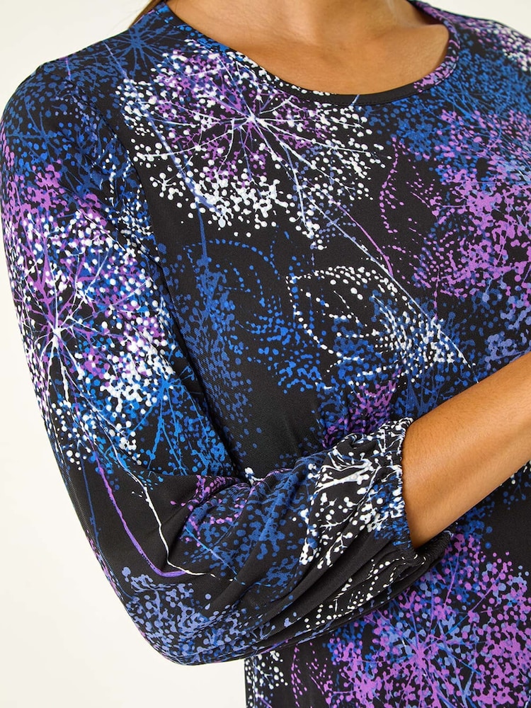 Roman Purple Foliage Print Tea Dress - Image 5 of 5