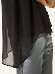 Roman Black Neck Trim Asymmetric Woven Top - Image 5 of 5