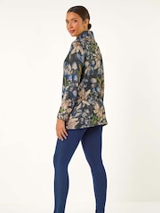 Roman Blue Floral Printed Roll Neck Top - Image 3 of 5