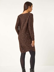 Roman Brown Sequin Stretch Jumper Dress - Image 3 of 5