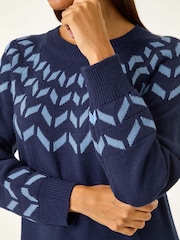 Roman Blue Chevron Print Jumper Dress - Image 6 of 6