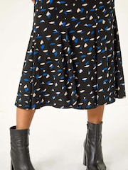 Roman Blue Geometric Print Asymmetrical Panel Skirt - Image 5 of 5