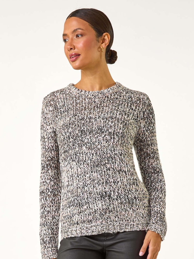 Grey - Roman Crew Neck Tape Yarn Knit Jumper - Image 1 of 5 Grey - Roman Crew Neck Tape Yarn Knit Jumper - Image 1 of 5