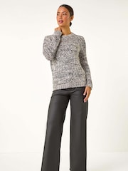 Roman Grey Crew Neck Tape Yarn Knit Jumper - Image 2 of 5