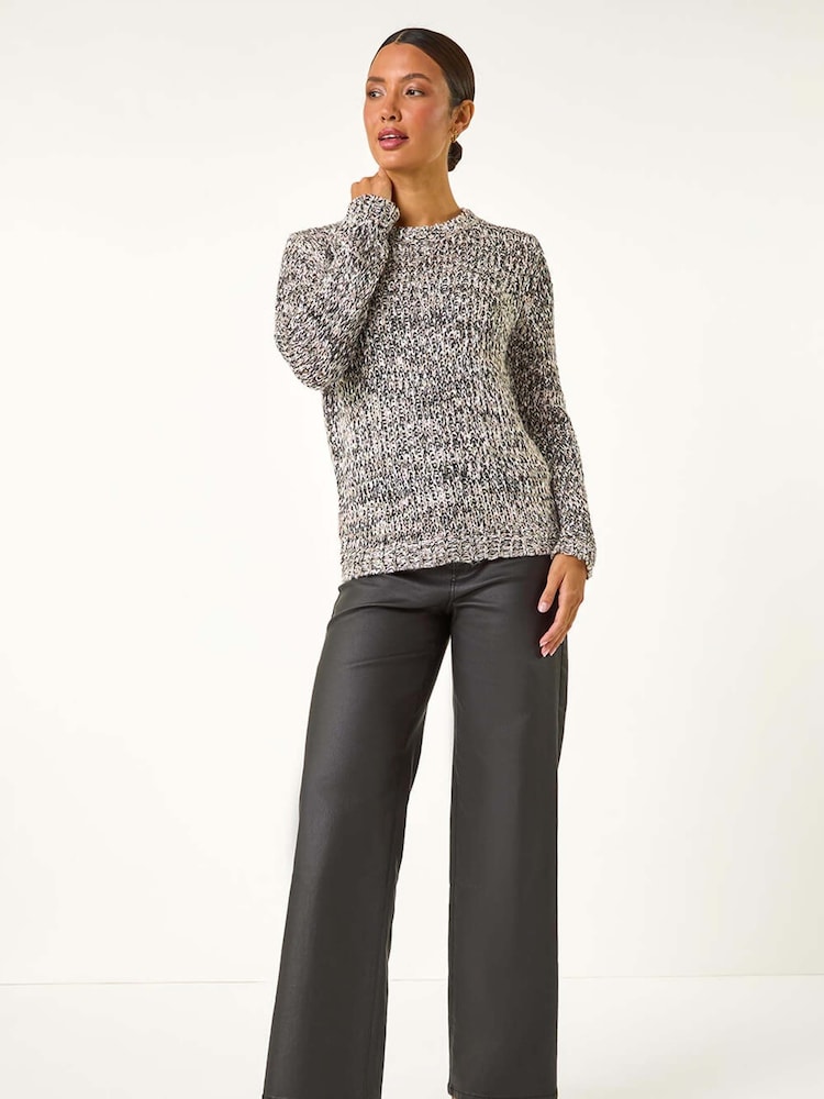 Roman Grey Crew Neck Tape Yarn Knit Jumper - Image 2 of 5