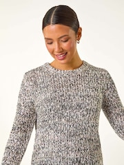 Roman Grey Crew Neck Tape Yarn Knit Jumper - Image 4 of 5