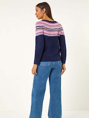 Roman Blue Pearl Embellished Printed Jumper - Image 3 of 5
