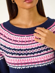 Roman Blue Pearl Embellished Printed Jumper - Image 5 of 5