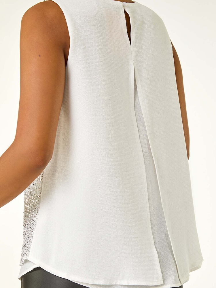 Roman Metallic Split Back Sequin Top - Image 5 of 5