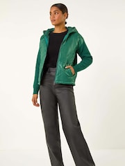 Roman Green Diamond Quilted Hooded Mix Jacket - Image 1 of 5