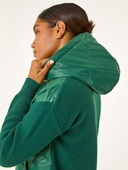 Roman Green Diamond Quilted Hooded Mix Jacket - Image 2 of 5