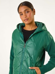 Roman Green Diamond Quilted Hooded Mix Jacket - Image 4 of 5