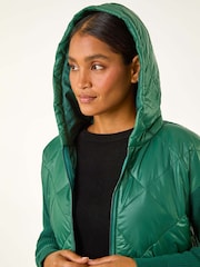 Roman Green Diamond Quilted Hooded Mix Jacket - Image 5 of 5