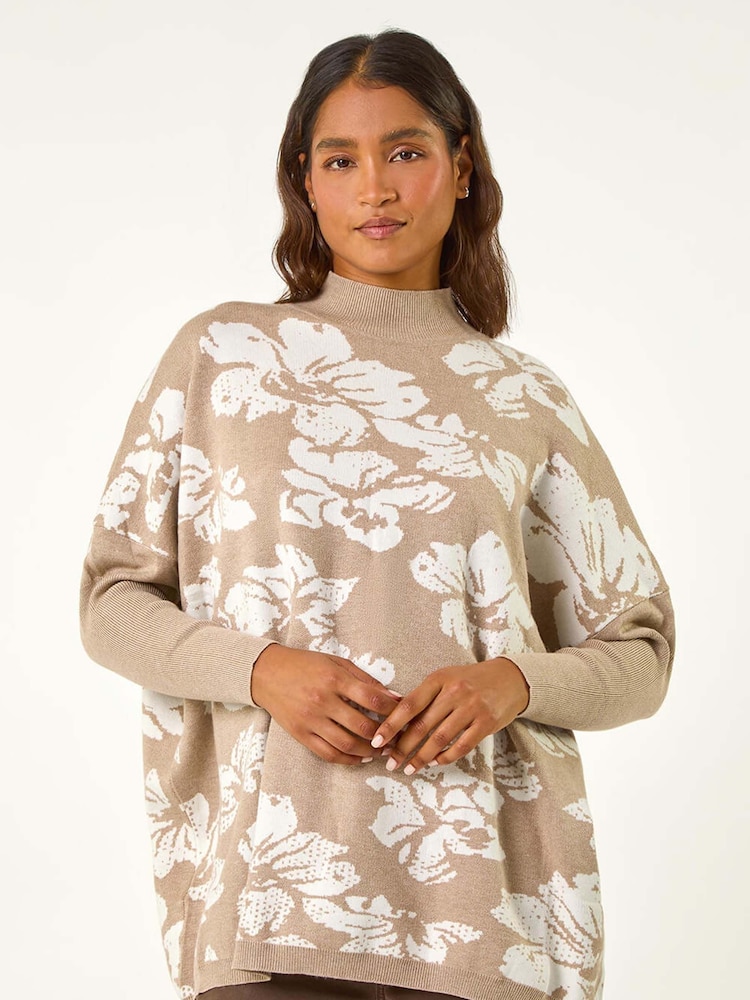 Roman Natural Floral Mono Print Knit Jumper - Image 1 of 6