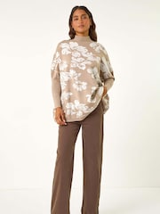 Roman Natural Floral Mono Print Knit Jumper - Image 4 of 6
