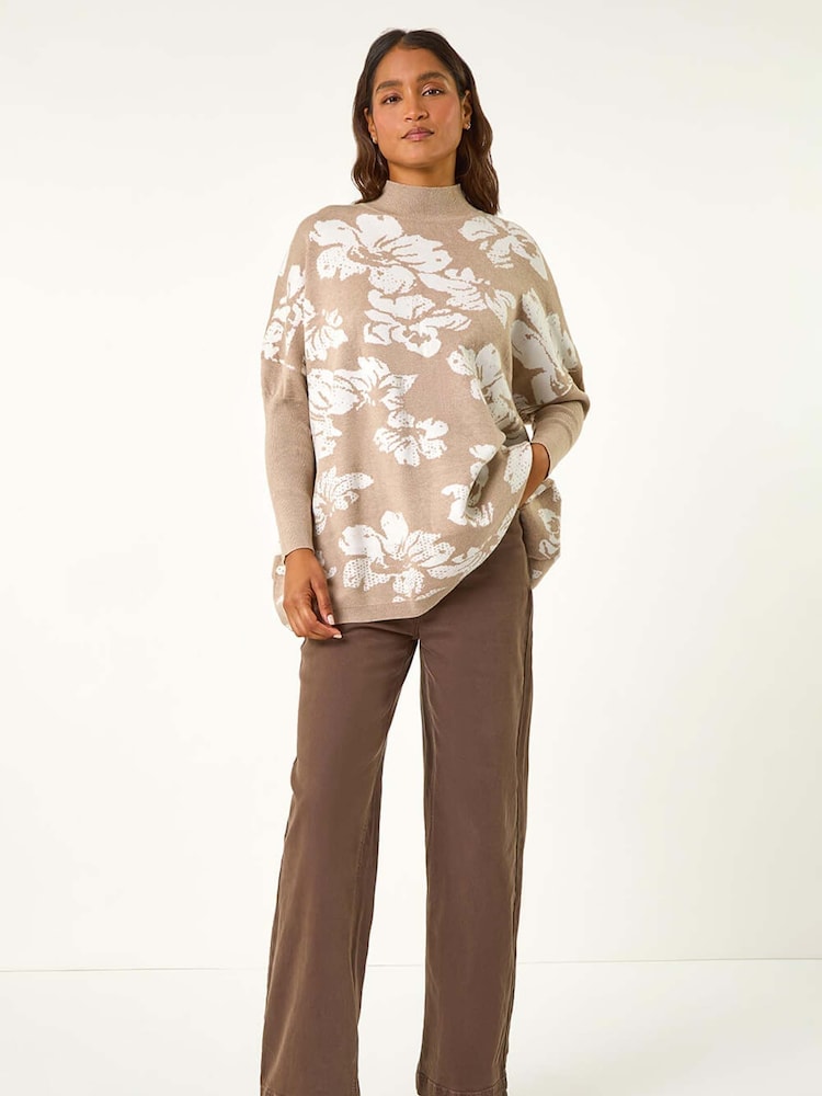 Roman Natural Floral Mono Print Knit Jumper - Image 4 of 6