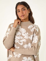 Roman Natural Floral Mono Print Knit Jumper - Image 5 of 6