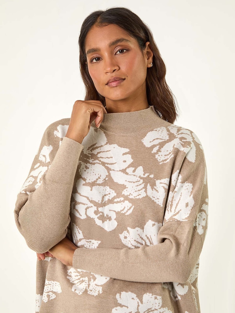 Roman Natural Floral Mono Print Knit Jumper - Image 5 of 6