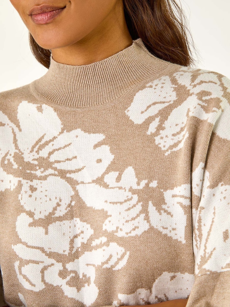 Roman Natural Floral Mono Print Knit Jumper - Image 6 of 6