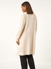 Roman White Longline Whipstitch Pocket Cardigan - Image 4 of 6