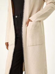 Roman White Longline Whipstitch Pocket Cardigan - Image 6 of 6