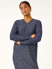 Синий - Roman Sequin Detail Stretch Jumper Dress - Image 5 of 6
