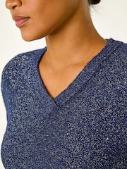 Синий - Roman Sequin Detail Stretch Jumper Dress - Image 6 of 6