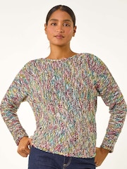 Roman Black Patterened Tape Yarn Knit Jumper - Image 1 of 6