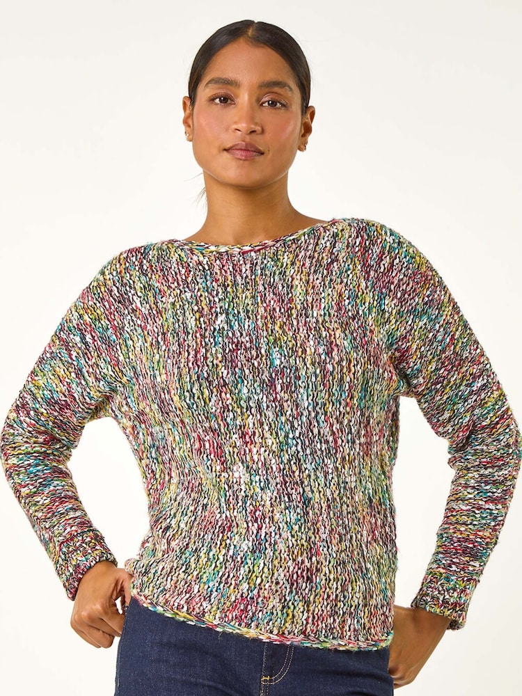 Roman Black Patterened Tape Yarn Knit Jumper - Image 1 of 6