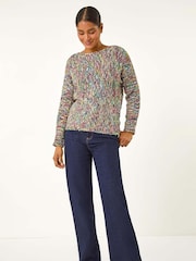 Roman Black Patterened Tape Yarn Knit Jumper - Image 3 of 6