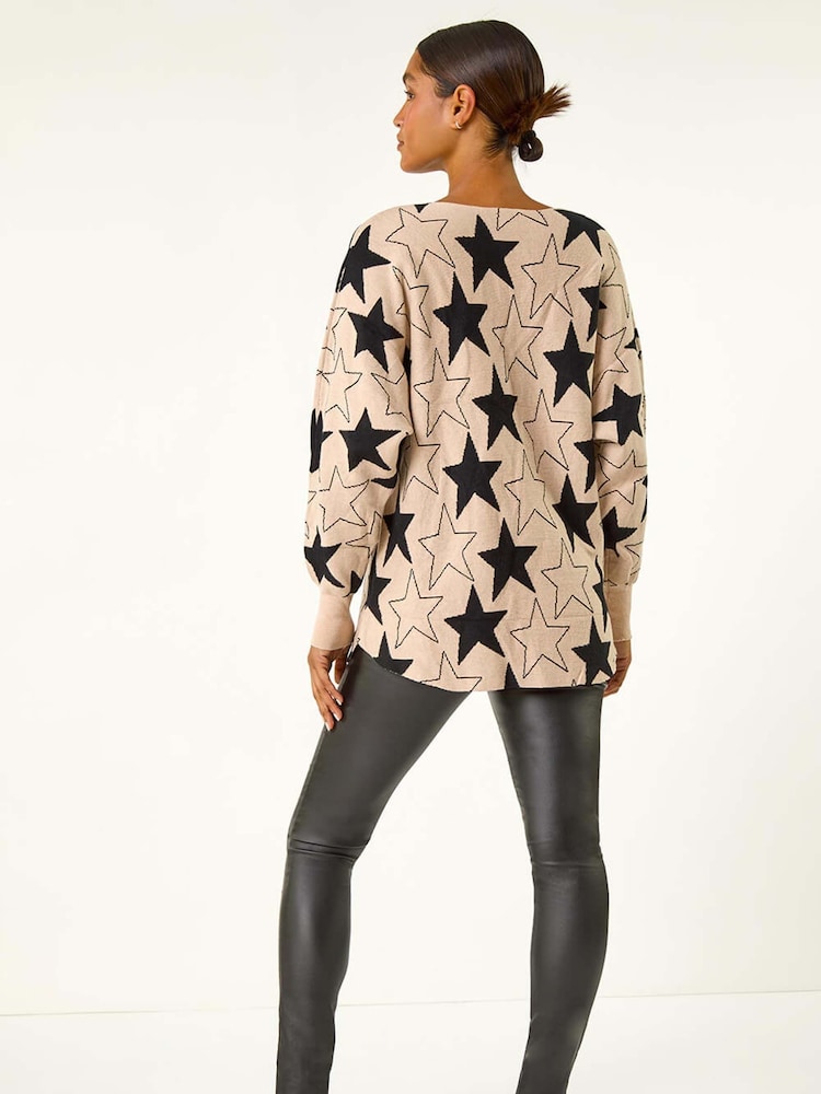 Roman Brown Star Print Long Sleeve Knit Jumper - Image 2 of 5