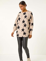Roman Brown Star Print Long Sleeve Knit Jumper - Image 3 of 5