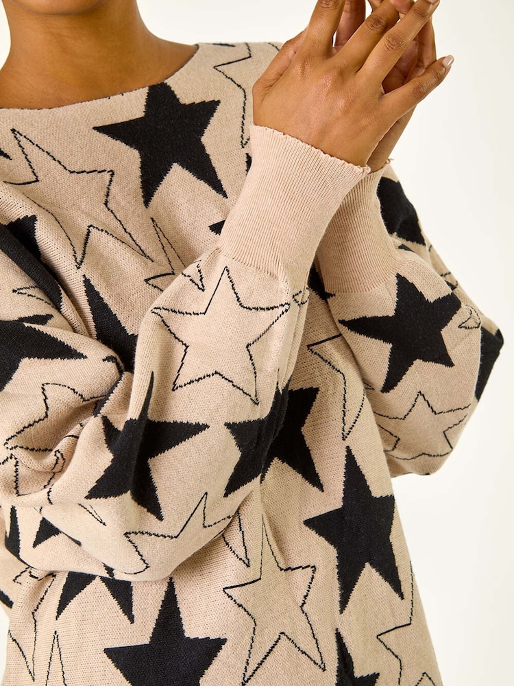 Roman Brown Star Print Long Sleeve Knit Jumper - Image 5 of 5