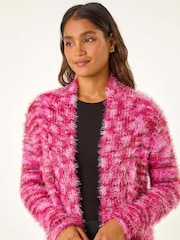 Roman Pink Fluffy Longline Cosy Cardigan - Image 2 of 5