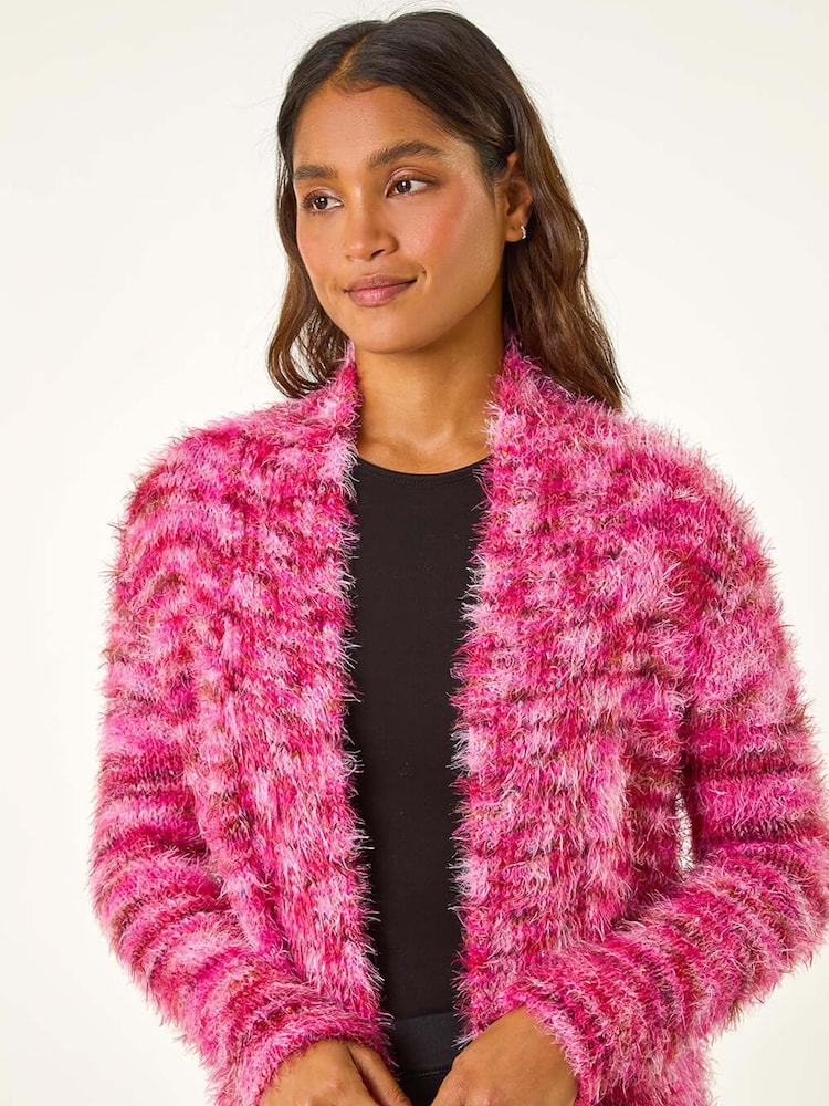 Roman Pink Fluffy Longline Cosy Cardigan - Image 2 of 5