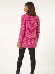 Roman Pink Fluffy Longline Cosy Cardigan - Image 4 of 5