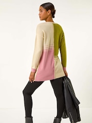 Roman Green Colour Block Knit Tunic Jumper - Image 3 of 5