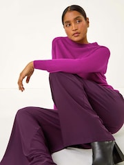 Roman Purple Wide Leg Stretch Trousers - Image 1 of 5