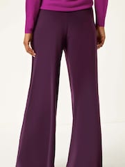 Roman Purple Wide Leg Stretch Trousers - Image 3 of 5