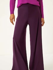 Roman Purple Wide Leg Stretch Trousers - Image 4 of 5