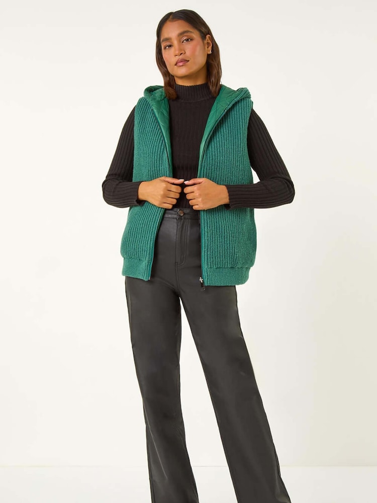 Grün - Roman Reversible Hooded Knit Gilet - Bild 1 von 6 Grün - Roman Reversible Hooded Knit Gilet - Bild 1 von 6