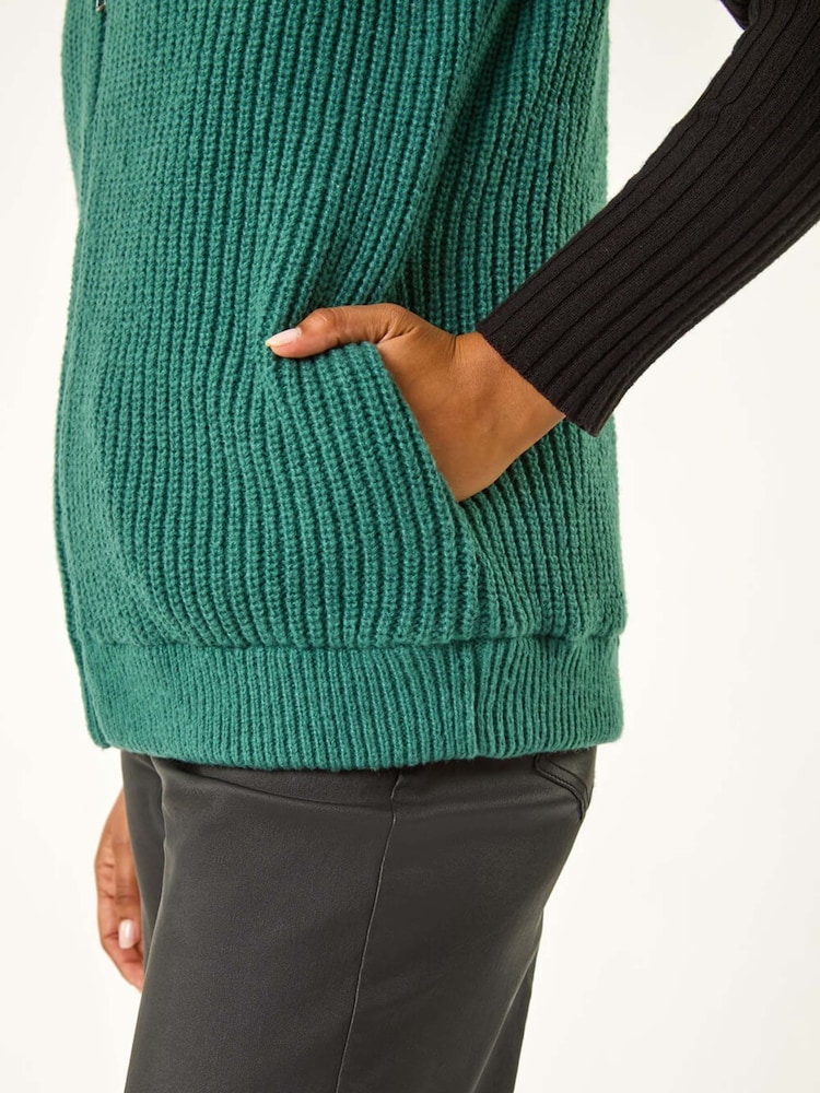 Roman Green Reversible Hooded Knit Gilet - Image 6 of 6