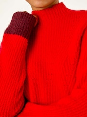 Roman Red Colour Block Funnel Neck Knit Jumper - Image 5 of 5