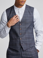 Antique Rogue Blue Overcheck Waistcoat - Image 1 of 4