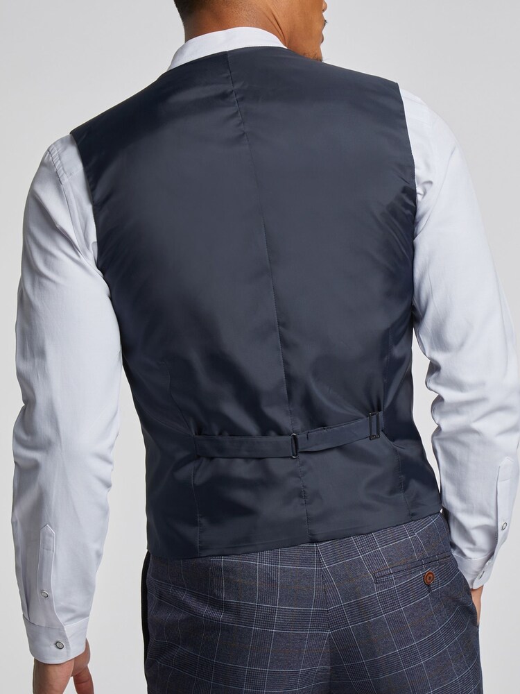 Antique Rogue Blue Overcheck Waistcoat - Image 2 of 4