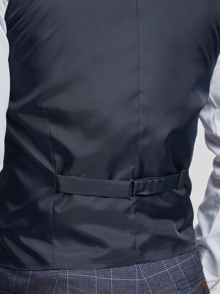 Antique Rogue Blue Overcheck Waistcoat - Image 3 of 4