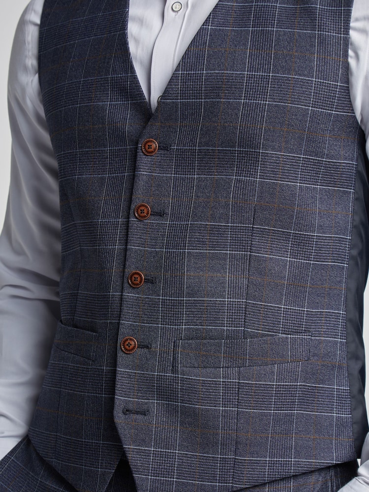 Antique Rogue Blue Overcheck Waistcoat - Image 4 of 4
