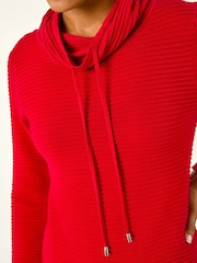 Roman Red Ribbed Cowl Neck Jumper Dress - Image 6 of 6